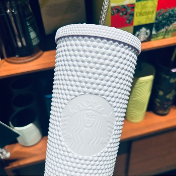 Starbucks Pearl White Studded Tumbler Lilac Bling Iridescent Venti Cup 24oz NWT - Picture 11 of 13